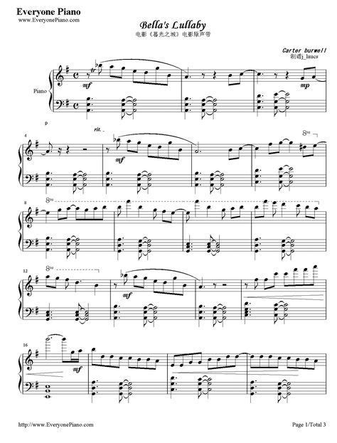 Hi!can you make one of bella's lullaby by carter burwell.there is a different one and i will a appreciate it if you posted it! Free Bella's Lullaby Sheet Music Preview 1 | Noten klavier ...