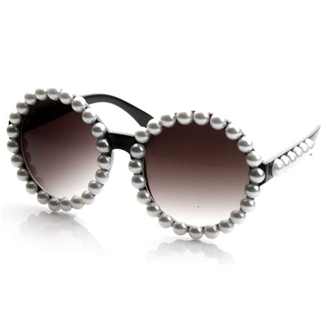 designer womens pearl round fashion sunglasses zerouv