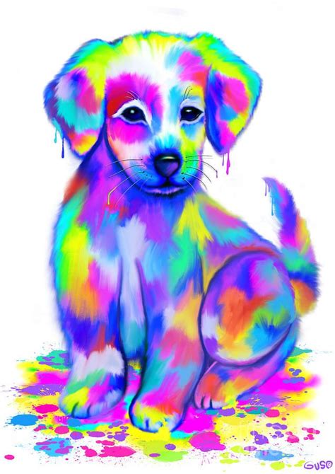 Colorful Painted Puppy By Nick Gustafson In 2021 Puppy Painting