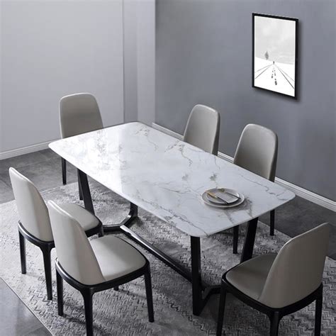 white marble dining room table Dining marble table chairs 200cm fabric homegenies grey pattern