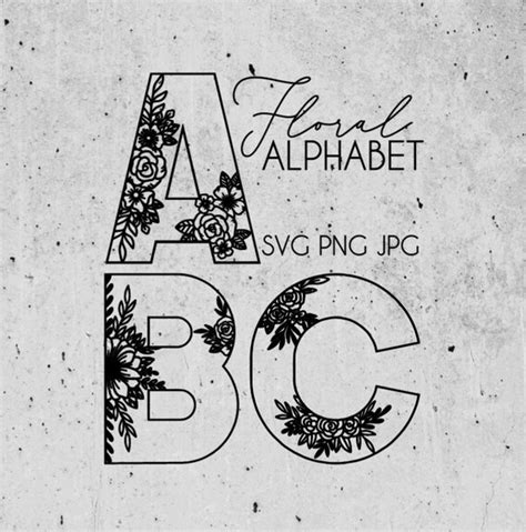 Floral Alphabet Svg Individual Letters Png Large Etsy