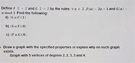 solved define f z→z and g z→z by the rules ∀a∈z f a 2a 1