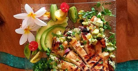 Combine the corn, tomatoes, avocado, red onion, cilantro, salt and pepper. Grilled Cilantro Lime Chicken with Avocado Salsa | GOLO ...