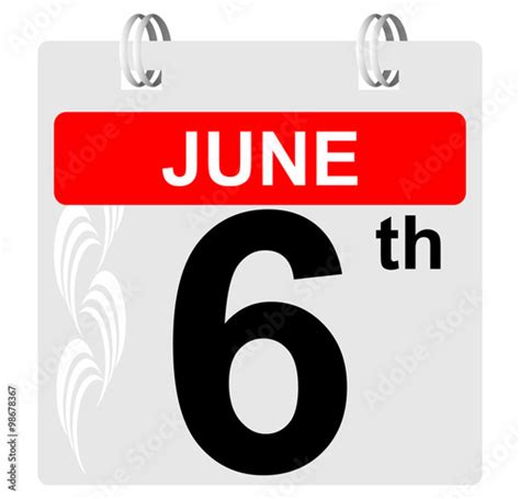 6th June Calendar With Ornament Stock Image And Royalty Free Vector