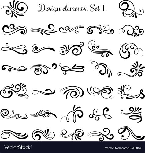Swirly Line Curl Patterns Isolated On White Vector Image