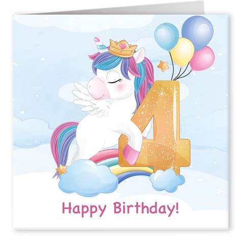 Buy Cult Kitty Happy Fourth Birthday Cute Unicorn Happy Birthday