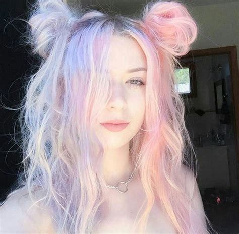 Half Purple And Half Pink Hair Color Wavy Wig Hair Color Pastel