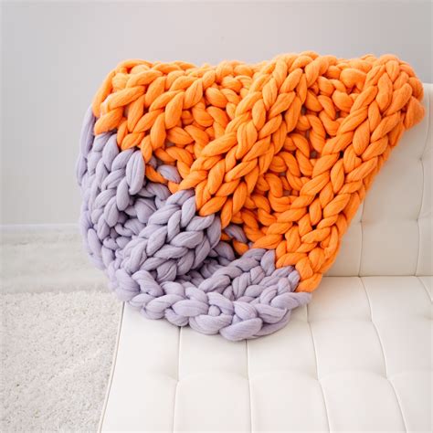 Color Combination In Merino Knitted Blankets Giant Knit Blanket