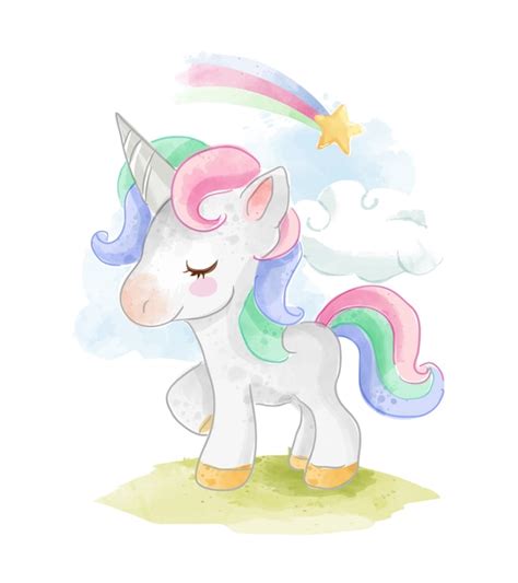Premium Vector Color Unicorn With Rainbow Illustration