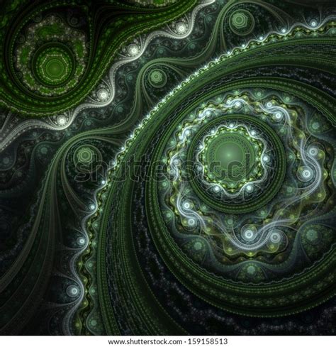 Glossy Green Fractal Curve Digital Artwork Stock Illustration 159158513
