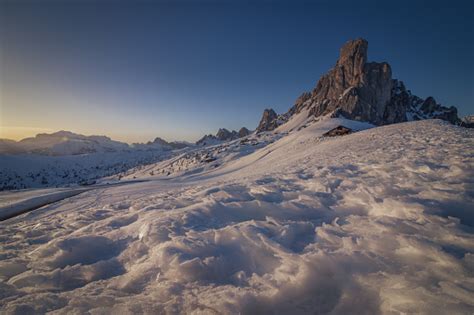 Scenic Picture Of A Sunset In Passo Giau A Mountain Pass In The