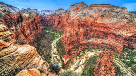 Nature Zion National Park Grand Canyon Mountains Of Red Rock Blue Sky