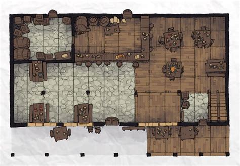 Tavern Inn Rpg Battle Map By 2 Minute Table Top The Typical Tavern