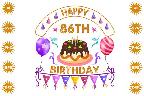 Happy 86th Birthday Graphic By Brenbox · Creative Fabrica