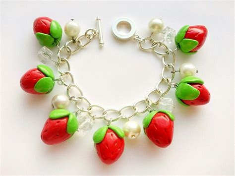 Strawberry Charm Bracelet Lucky Charm Bracelet Strawberry Jewelry