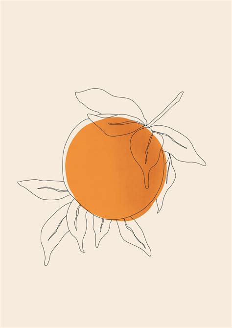 Orange By Sara Gisabella Designs Botanical Line Art Tangerine