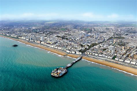 Aerial Shot Of Brighton Pier Overtime