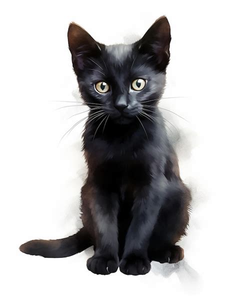 Premium Ai Image A Painting Of A Black Cat With Yellow Eyes Sits On A