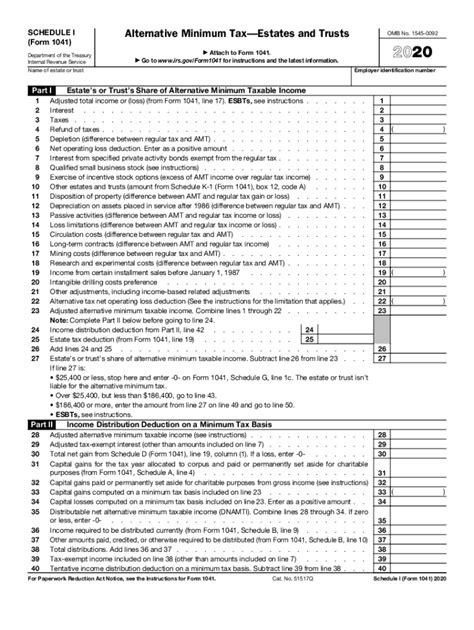 2020 Form Irs 1041 Schedule I Fill Online Printable Fillable Blank