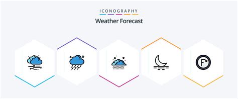 Weather 25 Filledline Icon Pack Including Temperature Degree Cloud