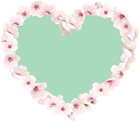 Heart Pink Border Flowers Heart Png Download 26012268 Free