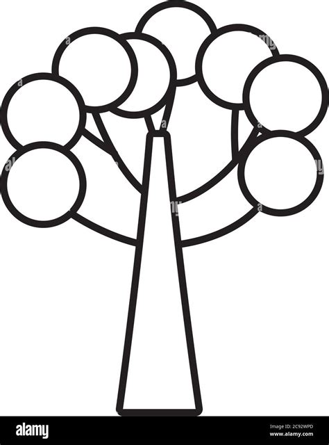 Tree With Circles Line Style Icon Design Nature Plant Season Environment Natural And Ecology