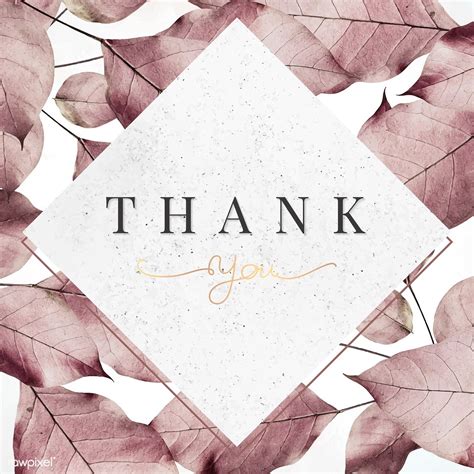 Metallic Pink Leaves Pattern Thank You Card Vector Premium Image By