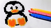 Handmade Pixel Art - How To Draw Kawaii Penguin #pixelart | Dibujos en ...