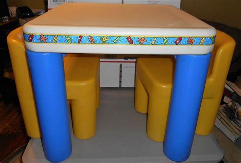Vintage Little Tikes Tykes Child Size Table And Two Chunky Yellow