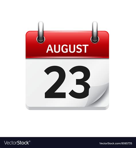 August 23 Flat Daily Calendar Icon Date Royalty Free Vector