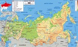 Large physical map of Russia with roads, cities and airports | Russia ...