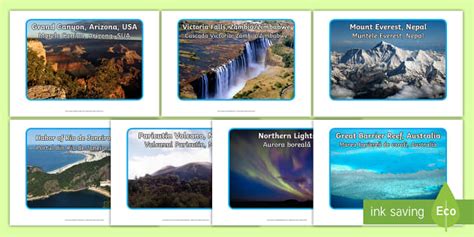 The 7 Natural Wonders Of The World Display Photos Englishromanian