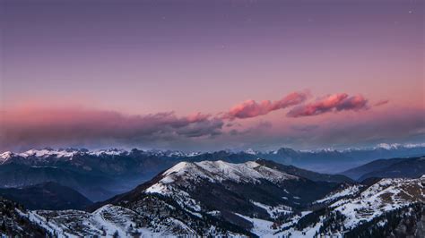 Mountains Starry Sky Night Snow Dolomites Italy 4k Wallpaperhd Nature