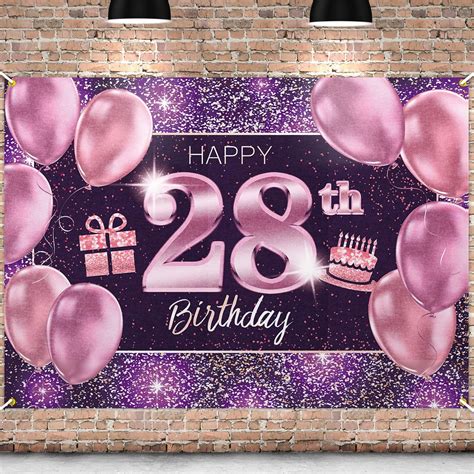 Buy Pakboom Happy 28th Birthday Banner Backdrop 28 Birthday Party Decorations Supplies For