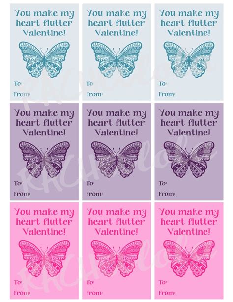 Butterfly Valentines Day Card For Kids Printable Etsy