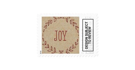 Rustic Red Wreath Holiday Stamp