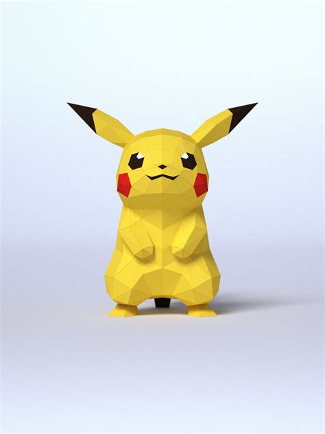 3d Papercraft Running Pikachu Diy Templates Including