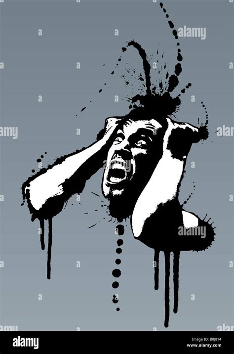 Detailed Vector Illustration Of A Screaming Man Pulling His Hair Out