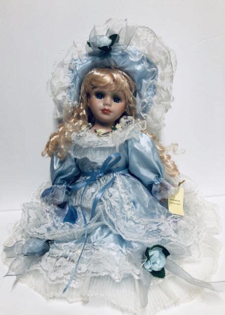 Elizabeth Collection Porcelain Doll Blonde Hair Blue Dress Wtag Ebay