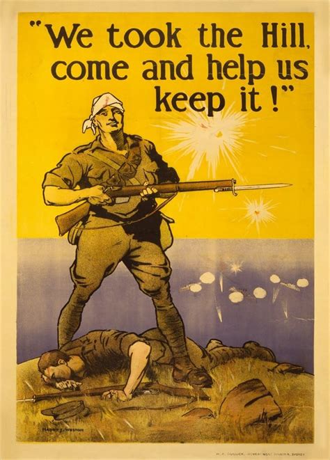 Australian Ww1 1914 18 Propaganda We Took The Hill Come And Help Us