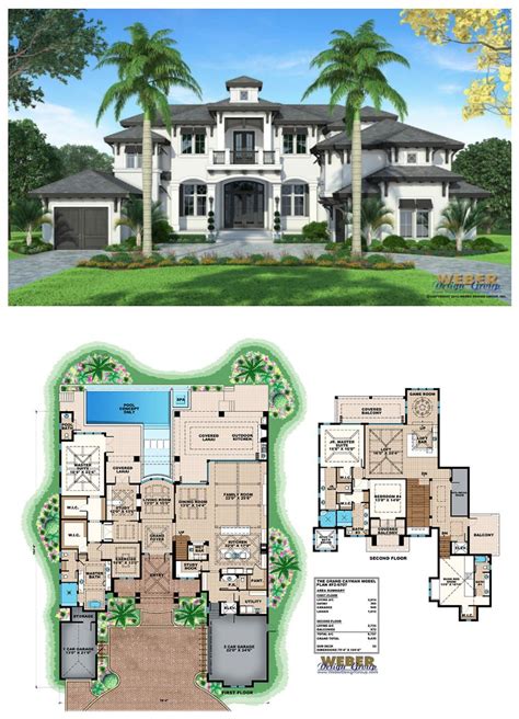 F2 6707 Grand Cayman 2 Story Waterfront House Plan With 6707 Square