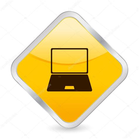 Laptop Yellow Square Icon — Stock Vector © Julydfg 3703999