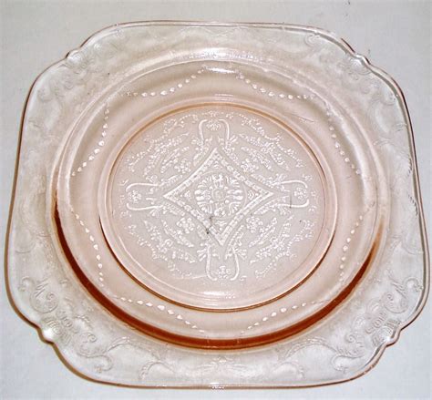 vintage pink depression glass plate beautiful design nr antique price guide details page