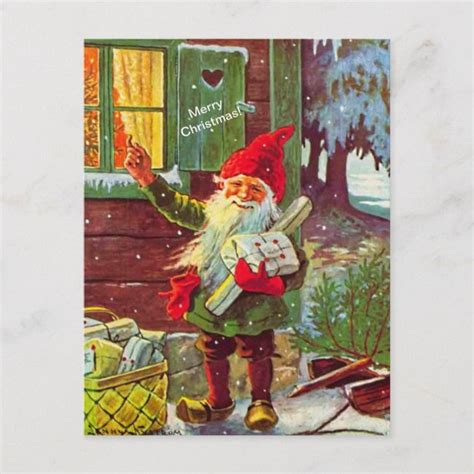Vintage Elf Swedish Gnome Tomte Copy Postcard Vintage