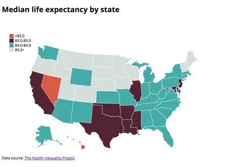 Life Expectancy Of People In Us States An Interactive Map Rebecca