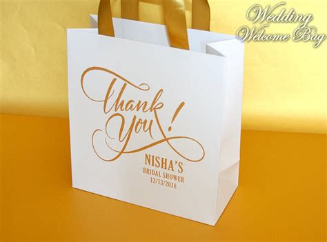 20 Bridal Shower Thank You T Bags With Ribbon And Name Etsy
