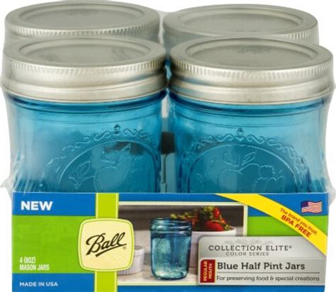 ball collection elite color series regular mouth mason jars 4 pk blue 8 oz fred meyer