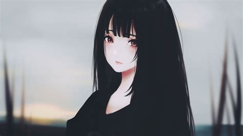 Desktop Wallpaper Beautiful Anime Woman Dark Hair Fan