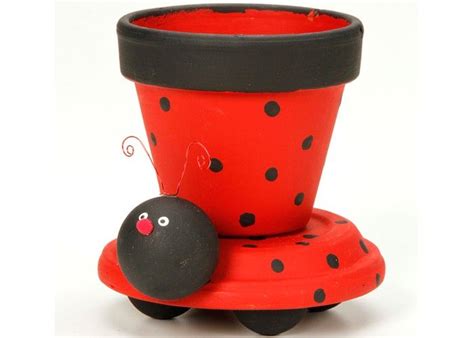 Ladybug Clay Pot Planter Clay Pot Crafts Painted Clay Pots Recycled