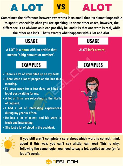 Alot Or A Lot When To Use Alot Vs A Lot Useful Examples 7 E S L In